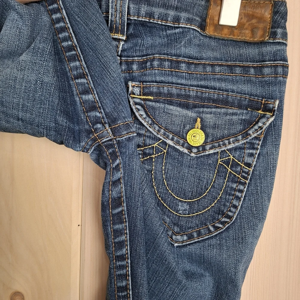 Vintage True Religion Women's Joey Twist Seam Flare Jeans Flap Pocket Sz 28 - Picture 8 of 14